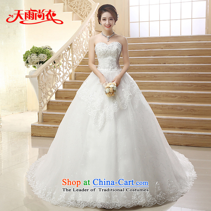 Rain Coat bride 2015 marriage is the new lace Korean Princess Mary Magdalene chest video thin luxury diamond studs Mun-zhuhai tail length weddingHS879 white streak ofXL-2 ft 2