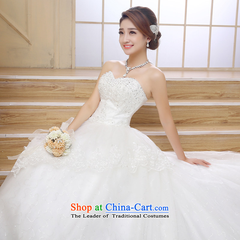 Rain Coat bride 2015 marriage is the new lace Korean Princess Mary Magdalene chest video thin luxury diamond studs Mun-zhuhai tail length wedding HS879 white streak of 2 days of rain gauge XL-2 yet Yi shopping on the Internet has been pressed.