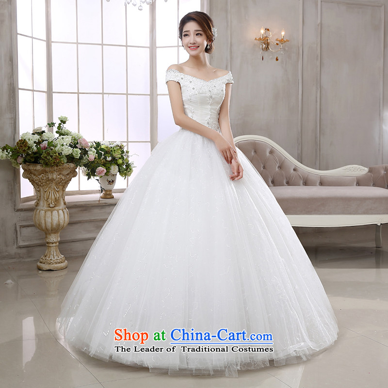 Rain-sang yi wedding dress 2015 new bride wedding Korean style wedding gown princess word white lace nail pearl shoulder graphics to align the thin, white , L, rain days HS882 yet Yi shopping on the Internet has been pressed.