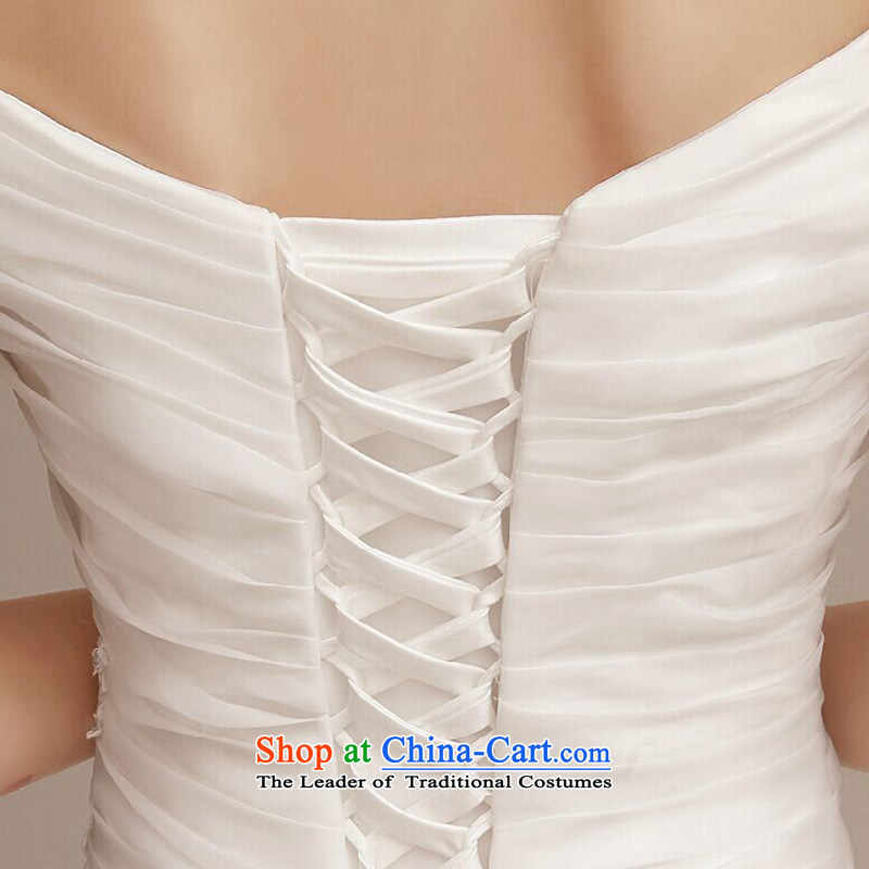 Talk to her wedding dresses new Word 2015 shoulder for small trailing temperament Korean brides palace with sweet white yarn ,L,Princess whisper to Madame shopping on the Internet has been pressed.