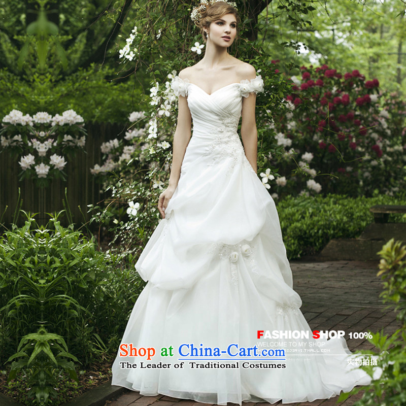 Talk to her wedding dresses new Word 2015 shoulder for small trailing temperament Korean brides palace with sweet white yarn ,L,Princess whisper to Madame shopping on the Internet has been pressed.
