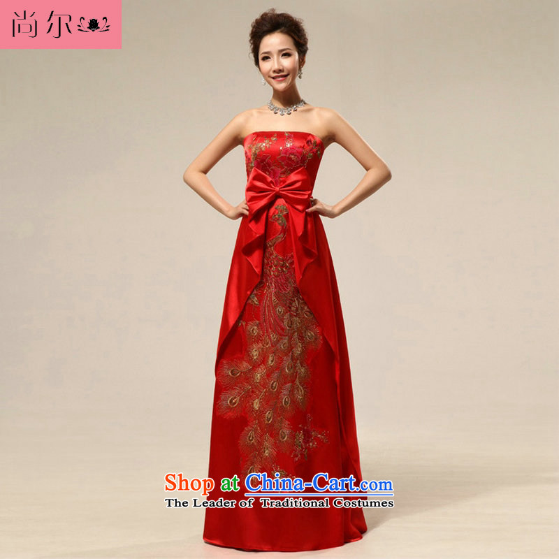 Naoji a 2014 spring_summer_ embroidery peony flowers pregnant women dress uniform al00270 red XXL toasting champagne