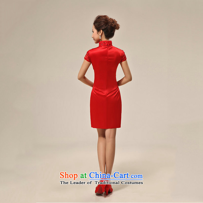 Yet, a new paragraph style qipao gown qipao red marriage short, bows Service Bridal al00257 RED M naoji a , , , shopping on the Internet