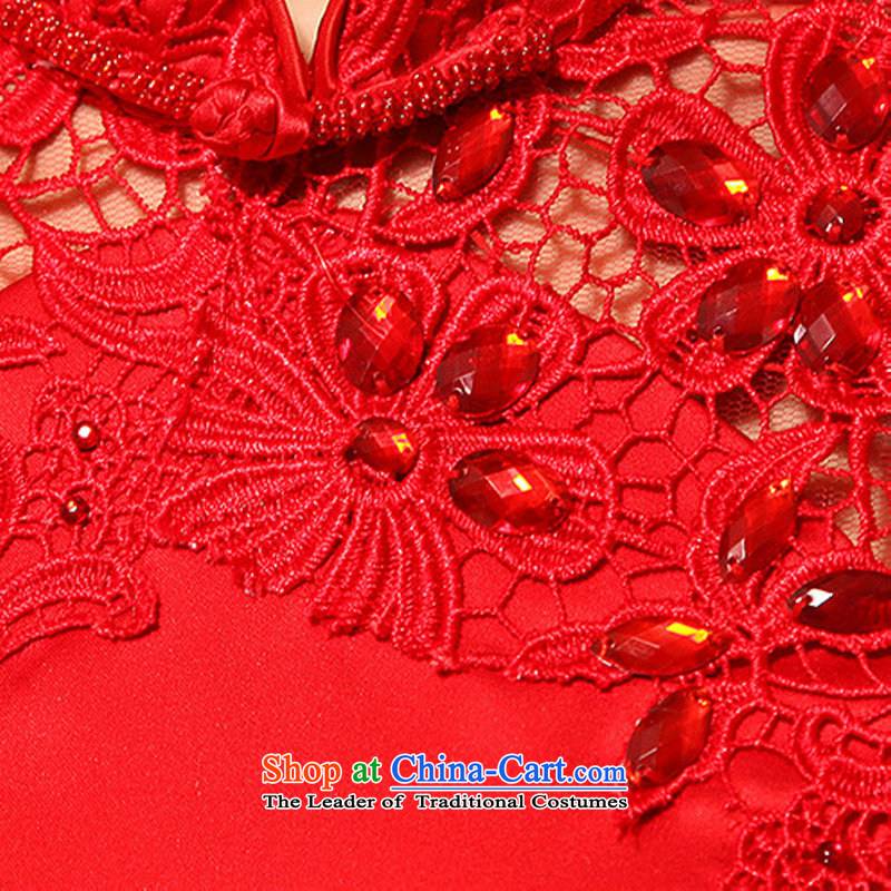 Yet, a new paragraph style qipao gown qipao red marriage short, bows Service Bridal al00257 RED M naoji a , , , shopping on the Internet