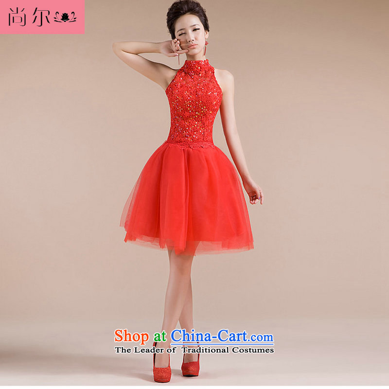 Naoji a 2014 new hang also engraving on chip decorated pattern back elegant sexy small dress al00256 redXL