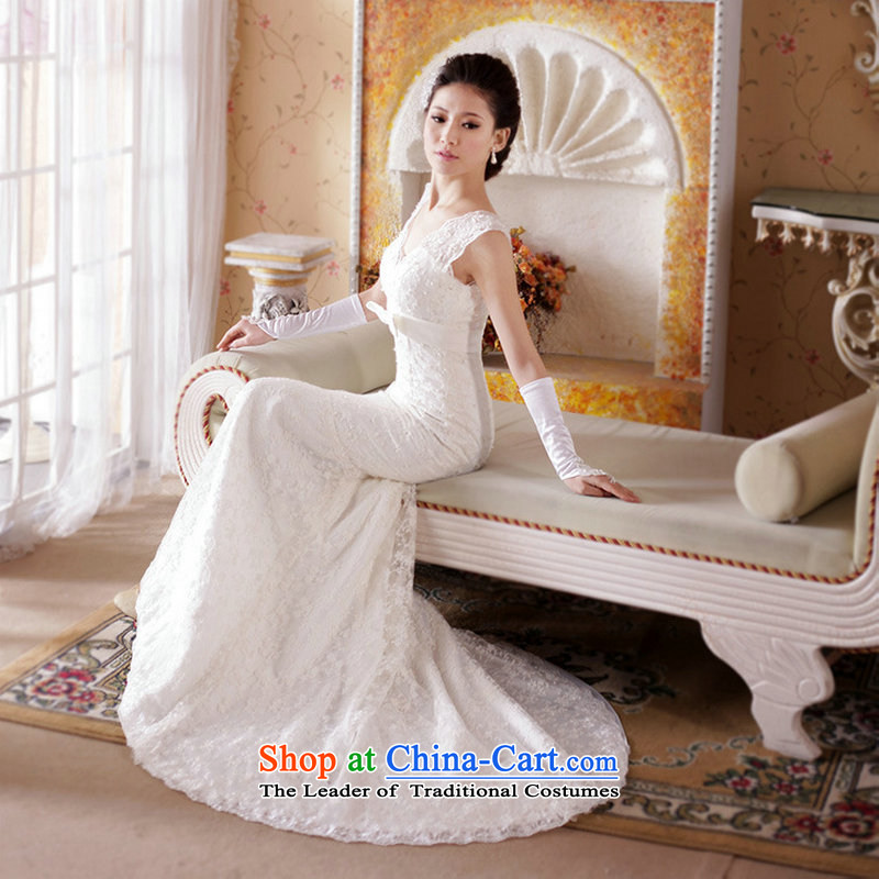 Naoji a 2014 New royal retro deluxe lace Sau San crowsfoot tail bride wedding al00311 white s naoji a , , , shopping on the Internet