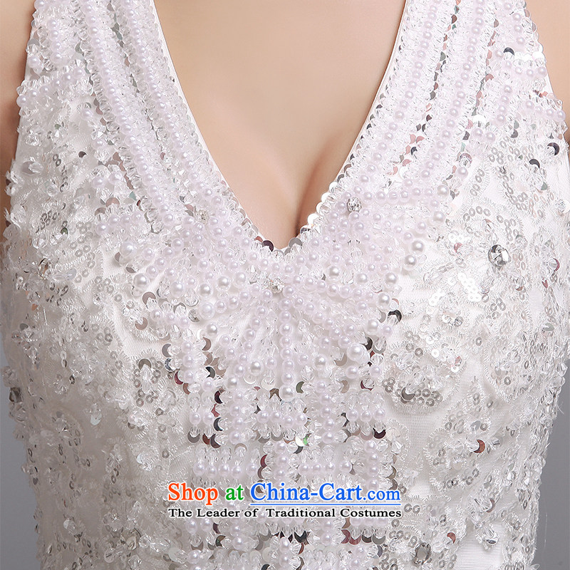 Hei Kaki wedding dresses 2015 new Korean deep V to align the strap around your neck to align the lace bon bon wedding J002 White XL, Hei Kaki shopping on the Internet has been pressed.