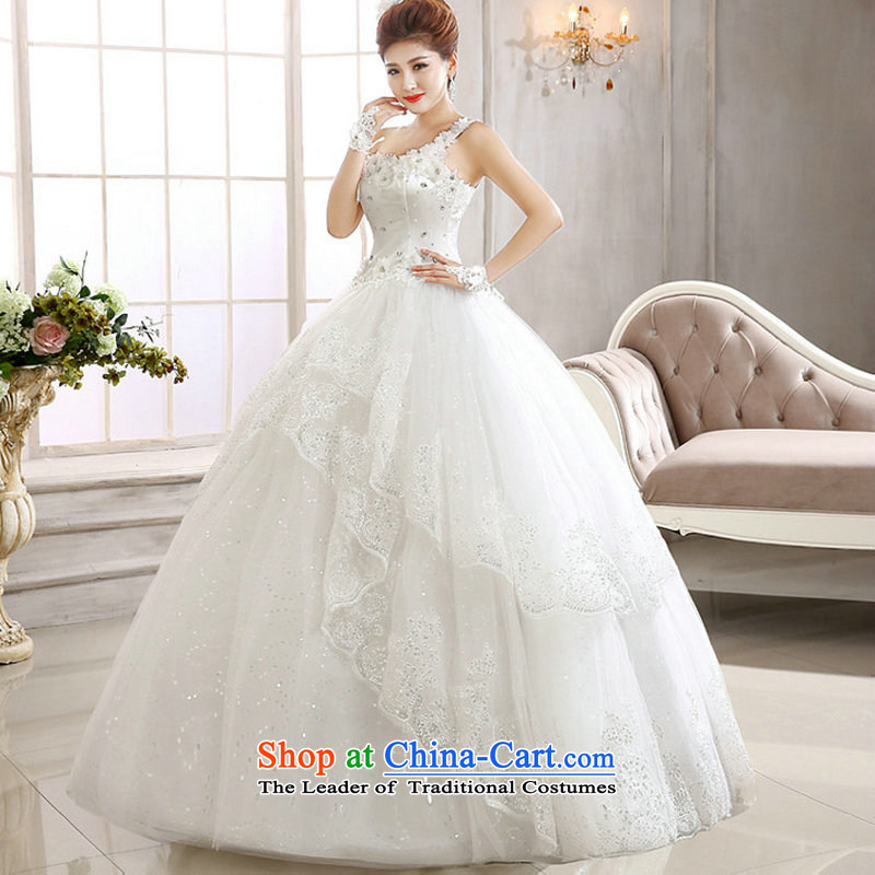 Naoji a 2014 new stylish wedding dress Korean shoulder straps to align drill wedding al00294 white XXL, naoji a , , , shopping on the Internet