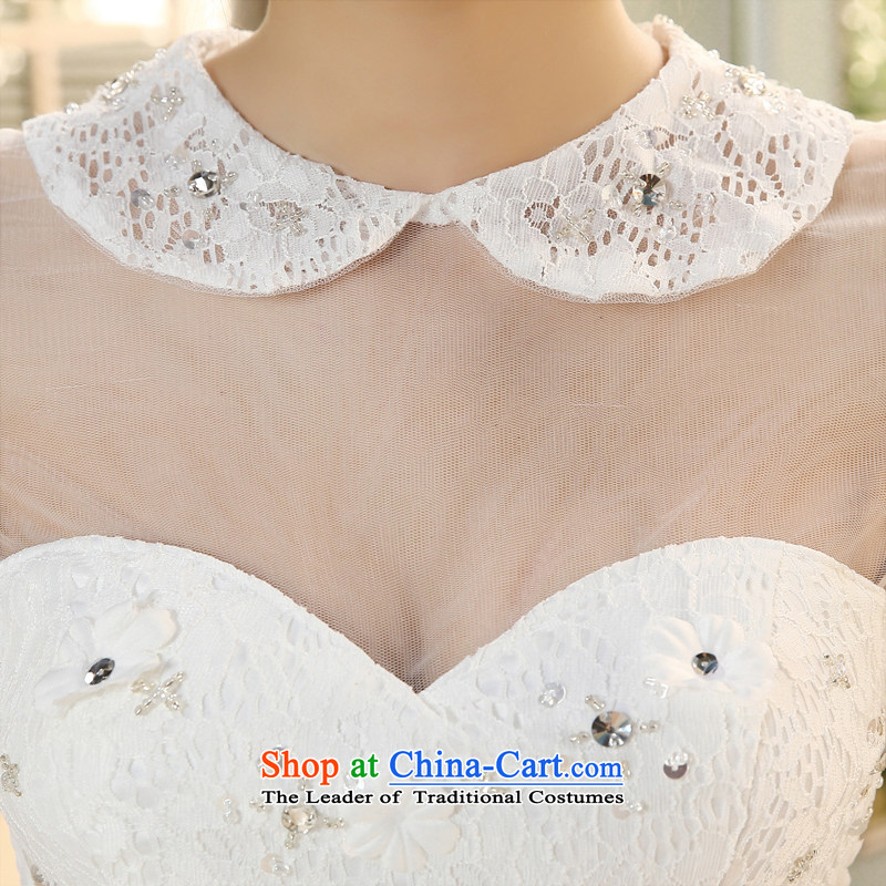 Hiv Miele wedding dresses 2015 new lace dolls collar gauze slotted shoulder Korean wiping the chest straps to align the Sau San yarn H-76 White XL, HIV Miele shopping on the Internet has been pressed.