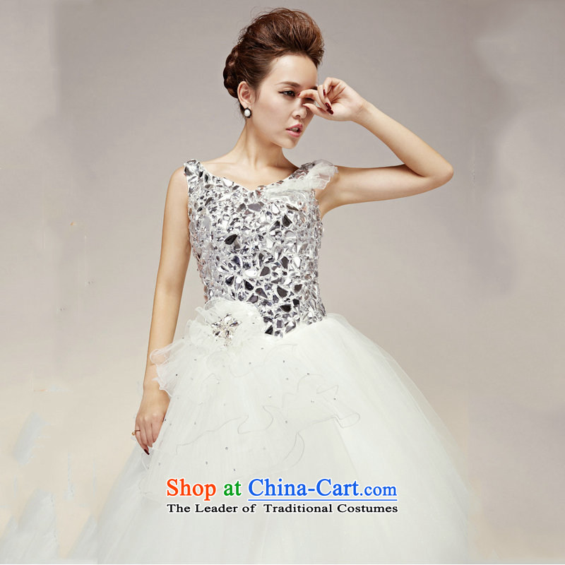 Yet, a new paragraph Korean shoulders with diamond Princess Bride wedding dresses to align bon bon skirt wedding XS1310 white L, yet a , , , shopping on the Internet