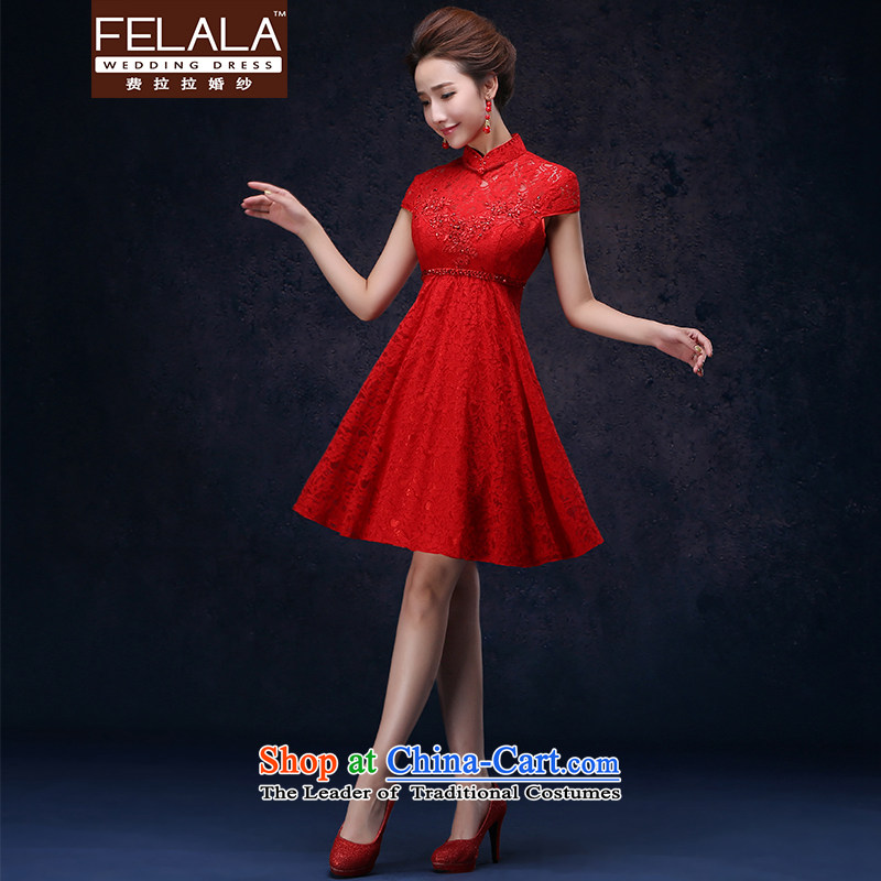 Ferrara 2015 new red bridesmaid bows services marriages Chinese improved Dress Short of Qipao XL(2 feet 2 Ferrara wedding (FELALA) , , , shopping on the Internet