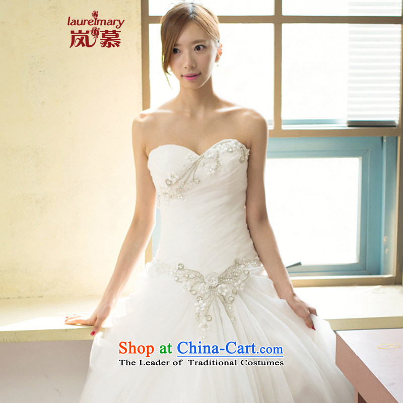 The sponsors of the 2014 New LAURELMARY, Korean fashion and chest manually Stitch pearl creases Foutune of small to align A swing bon bon skirt wedding ivory Custom Size _please contact Customer Service_