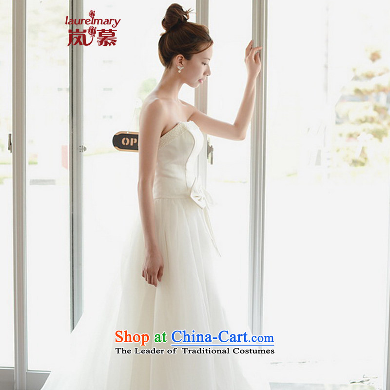 The sponsors of the 2014 New LAURELMARY, Korean minimalist temperament and chest foutune bow tie gauze A swing skirt to align the bride wedding pure white XL(B=95/W=79), included the , , , shopping on the Internet