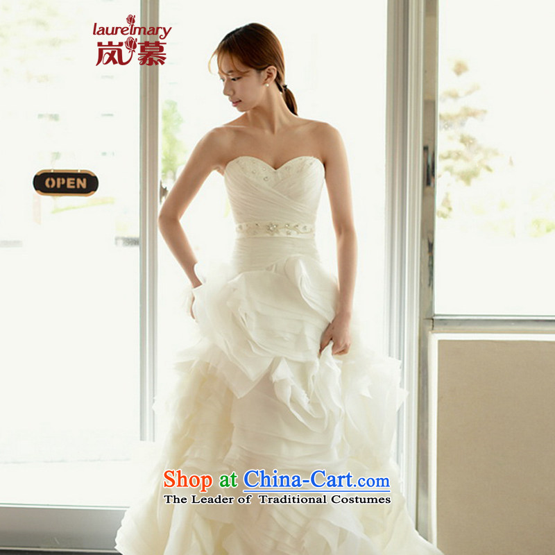 The sponsors of the 2014 New LAURELMARY, Korean name Yuan stylish heart-shaped anointed chest manually Stitch pearl of small A swing to align the edge of the volume petals wedding plain white customization size (please contact Customer Service), included