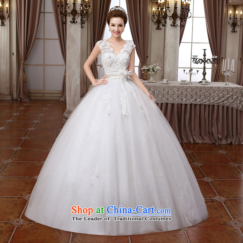 Talk to Her Wedding Dress 2015 new V-neck in a field for larger shoulder package bride to bind with Korea align version stylish wedding white S promise to Madame shopping on the Internet has been pressed.