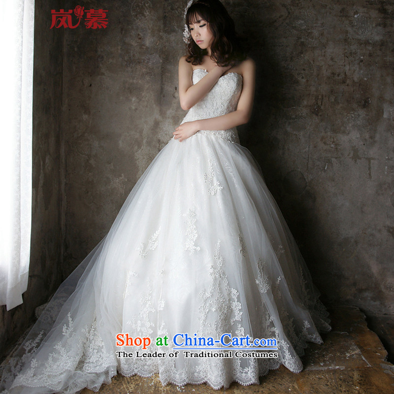 The sponsors of the 2015 New LAURELMARY, Korean contemporary and elegant style with a heart-shaped chest lace Foutune of video thin A swing tail bon bon skirt bride marriage Pure White _Picture_ Custom Size _please contact Customer Service_