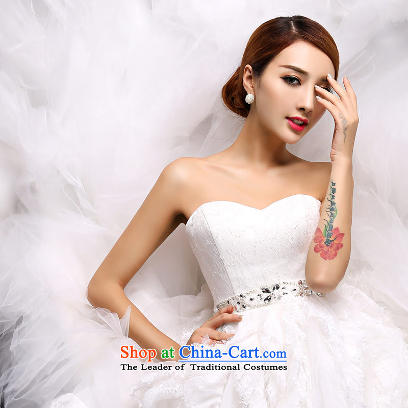 Love of the overcharged Korean sweet princess straps wedding feather pregnant women after long front stub small trailing 2015 autumn and winter White M love of the overcharged shopping on the Internet has been pressed.