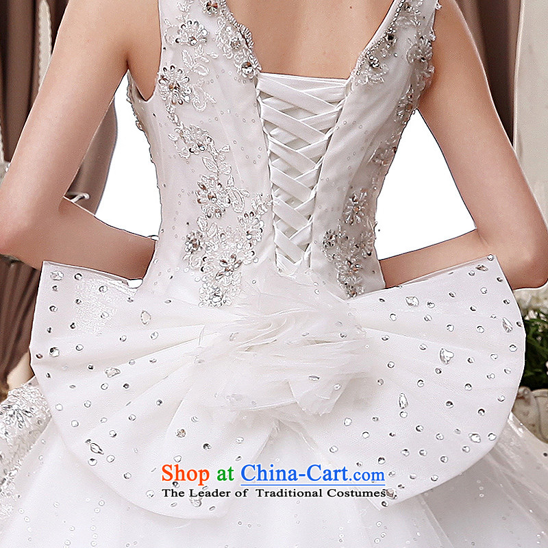 Hei Kaki wedding dresses 2015 new shoulders V-Neck Korean brides bow tie straps to align the diamond wedding ivory , L-hi kaki shopping on the Internet has been pressed.