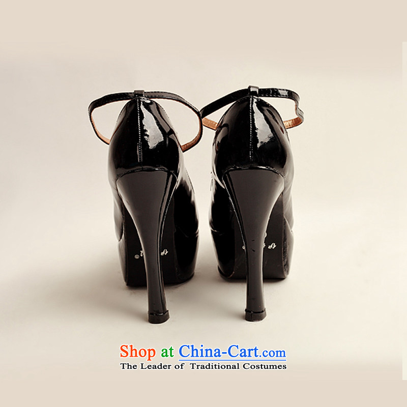 Flower angel girl single shoes Cayman 2014 new varnished leather, smooth sparkling, luxury waterproof shoes marriage bride desktop black shoes, round head high heels 39 Cayman (DUOQIMAN Ki latte macchiato) , , , shopping on the Internet