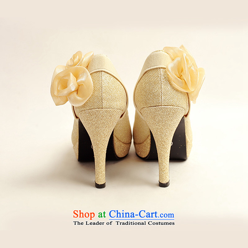 The Korean version of the flower Angel Román marriage shoes new women's 2014 high-heel shoes brides winter golden wedding shoes gold womens single marriage shoes 39 Cayman (DUOQIMAN Ki latte macchiato) , , , shopping on the Internet