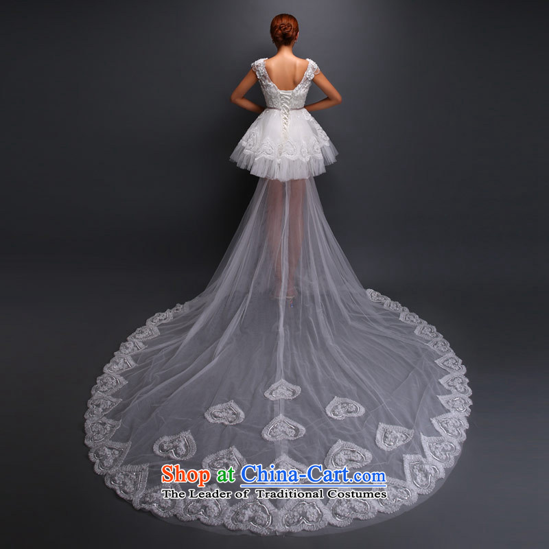 Love of the overcharged Korean word shoulder lace wedding dress autumn graphics thin stylish trailing white tailor-made exclusively the concept of love of the overcharged shopping on the Internet has been pressed.