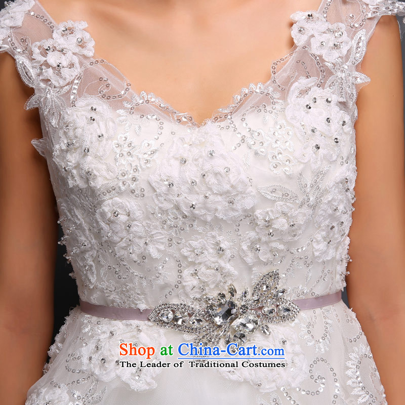 Love of the overcharged Korean word shoulder lace wedding dress autumn graphics thin stylish trailing white tailor-made exclusively the concept of love of the overcharged shopping on the Internet has been pressed.
