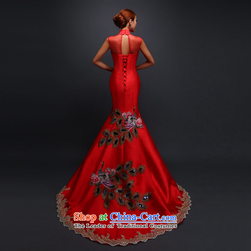 Love of the life of the word marriages retro shoulder crowsfoot tail evening dresses new peacock wedding dress marriage bows services tailor-made red spot, love of the overcharged shopping on the Internet has been pressed.