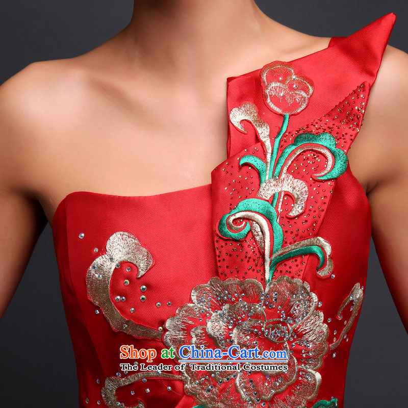 Love of the overcharged by 2015 new bride bows to retro embroidery on chip drag crowsfoot Sau San Mei dress upscale long wedding dress evening dresses wedding red tailor-made exclusively the concept of love of the overcharged shopping on the Internet has