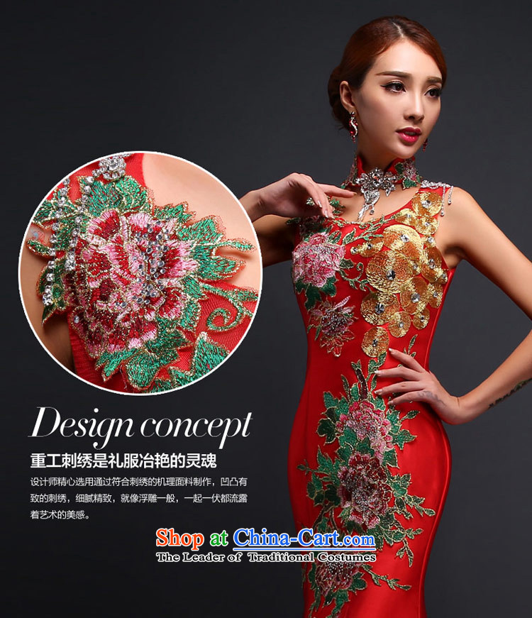 Love of the life of the word bride shoulder tail bows to Sau San crowsfoot water-drilling embroidery dress long wedding dress evening dress wedding pictures, price RED M platters, brand! The elections are supplied in the national character of distribution, so action, buy now enjoy more preferential! As soon as possible.