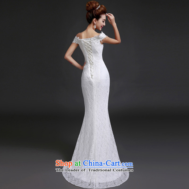 7 Color 7 tone Korean new stylish one 2015 Field shoulder crowsfoot video thin lace retro large tie bride wedding dresses H046 white L, 7 color 7 Tone , , , shopping on the Internet