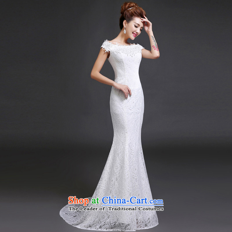 7 Color 7 tone Korean new stylish one 2015 Field shoulder crowsfoot video thin lace retro large tie bride wedding dresses H046 white L, 7 color 7 Tone , , , shopping on the Internet
