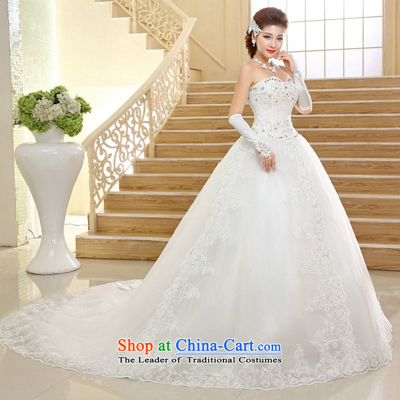 Yet, a wedding dresses new Korean long tail and chest lace tail wedding xs1017 white XXL, naoji a , , , shopping on the Internet