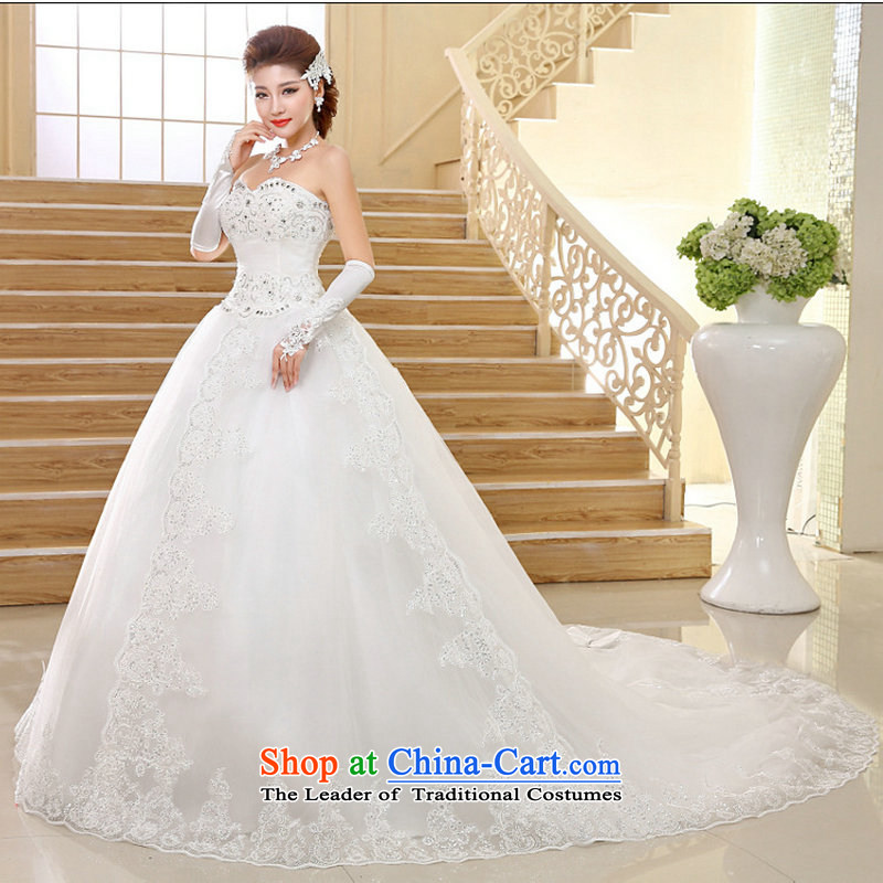 Yet, a wedding dresses new Korean long tail and chest lace tail wedding xs1017 white XXL, naoji a , , , shopping on the Internet