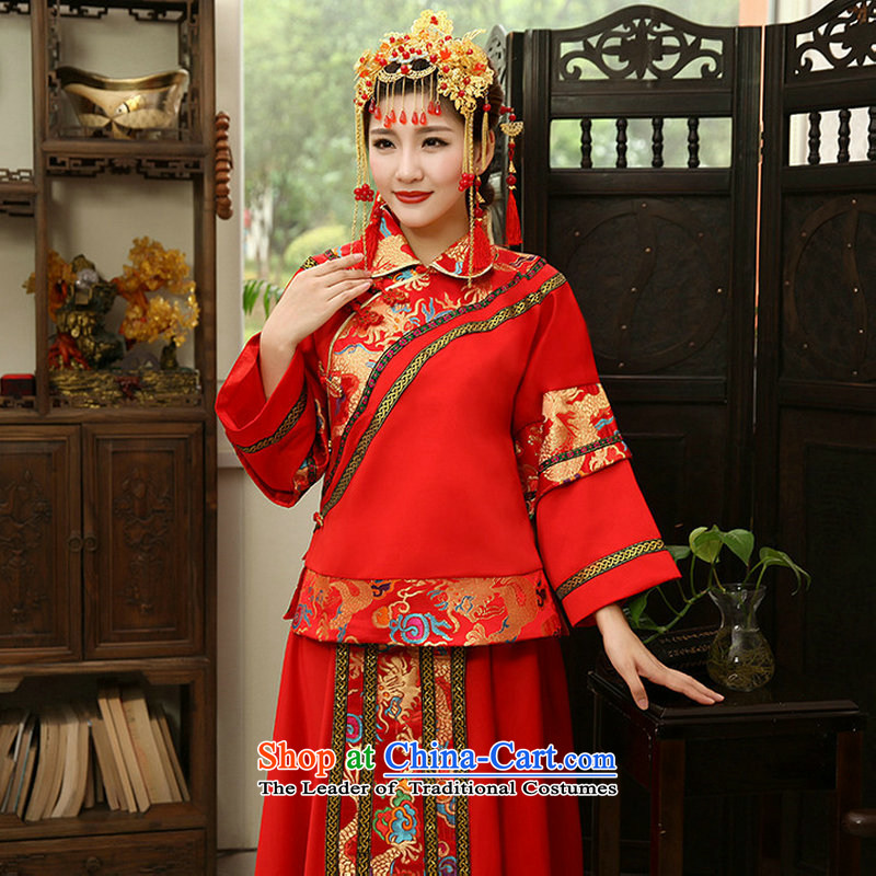 Naoji a retro improved Tang dynasty wedding wedding dress bride wedding dress uniform xs1015 bows red S naoji a , , , shopping on the Internet