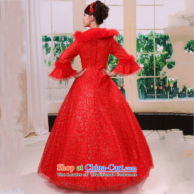 Yong-yeon and 2015 New autumn and winter wedding dress winter long-sleeved gross collar for winter wedding warm wedding dresses 4014 white close-Yeon-yong XXL, shopping on the Internet has been pressed.