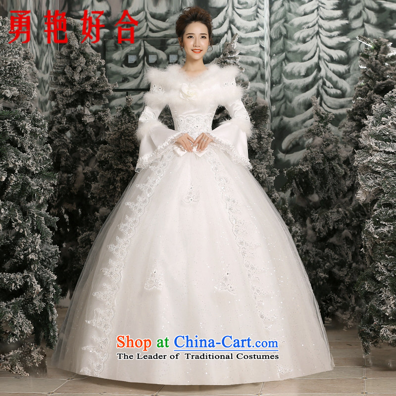 Yong-yeon and wedding dresses new 2015 Winter Korean wedding winter long-sleeved gross for thick winter, wedding made no size White Replacement