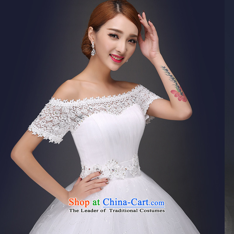 The word is embroidered shoulder wedding dresses 2015 Spring/Summer new marriages Korean lace to align the Sau San bon bon HS5605 skirt to align, wedding XXL 2 ft 3 Suzhou shipment, waist embroidered bride shopping on the Internet has been pressed.