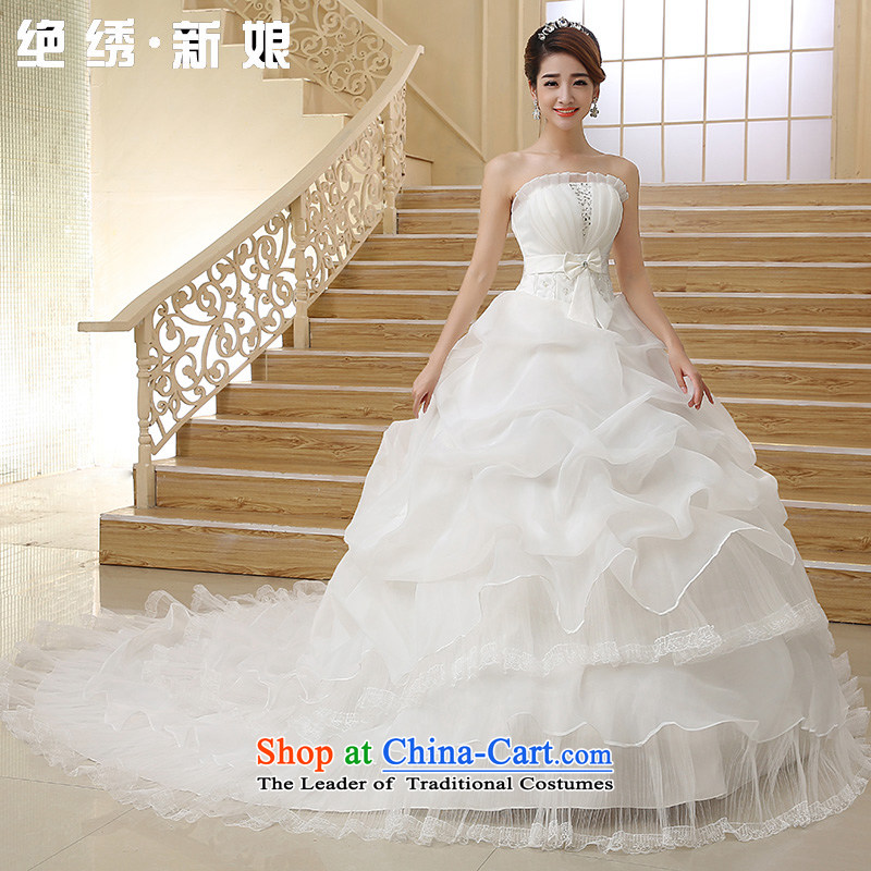 Embroidered is new and bride 2015 Chest Korean married to align graphics thin stylish integrated with large tail wedding white tailored does not allow, embroidered bride shopping on the Internet has been pressed.
