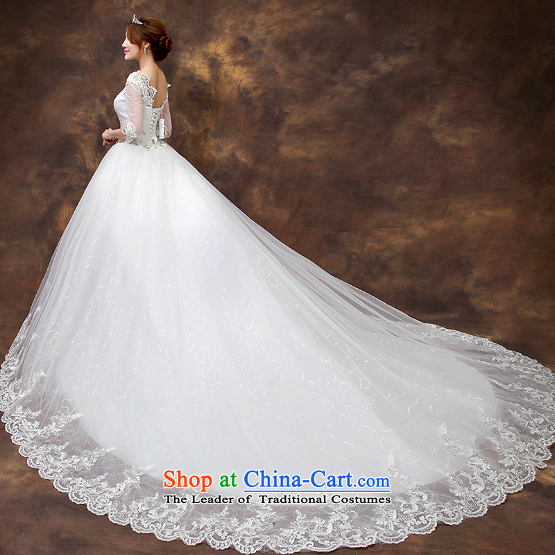 According to Lin Sha 2015 new wedding dresses in the shoulder of the word Cuff   Large wedding dresses tail western retro lace long tail, in accordance with the codes are Lin Sha , , , shopping on the Internet