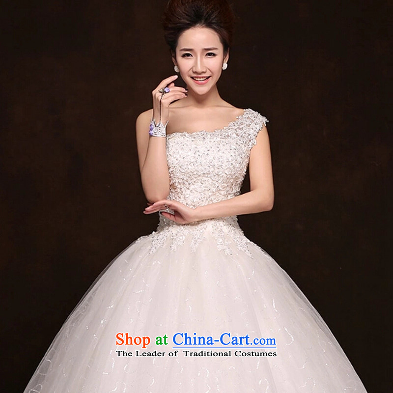 Yong-yeon and bride wedding dresses 2015 new Korean Edition click Align the shoulder to graphics thin diamond jewelry lace wedding White M, Yong-yeon and shopping on the Internet has been pressed.