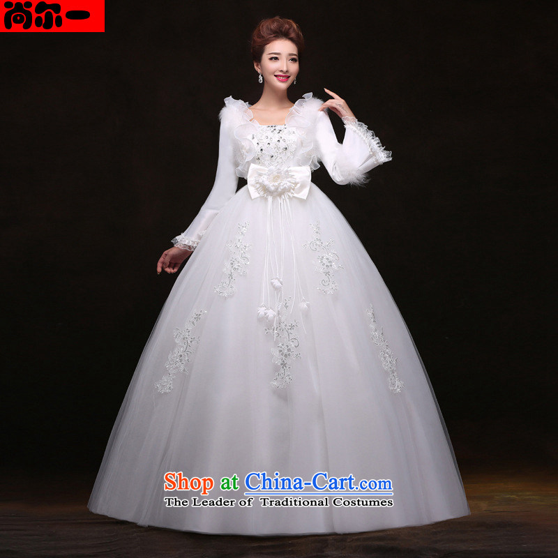 Yet, a 2014 winter long-sleeved plus cotton warm winter clothing wedding Korean style banding of pregnant women yf2363 wedding White XL