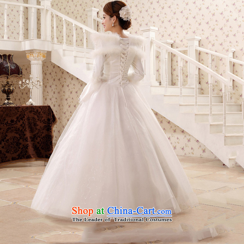 There is also optimized 8D winter wedding dresses marriages a shoulder straps align field to bon bon skirt for winter qh1311 long-sleeved white colored silk is optimized XS, , , , shopping on the Internet