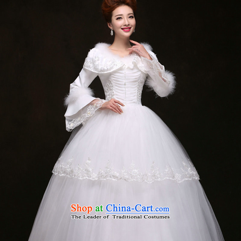 Naoji a new 2014 winter wedding dress the cotton waffle long-sleeved wedding yf6421 White XL, yet a , , , shopping on the Internet