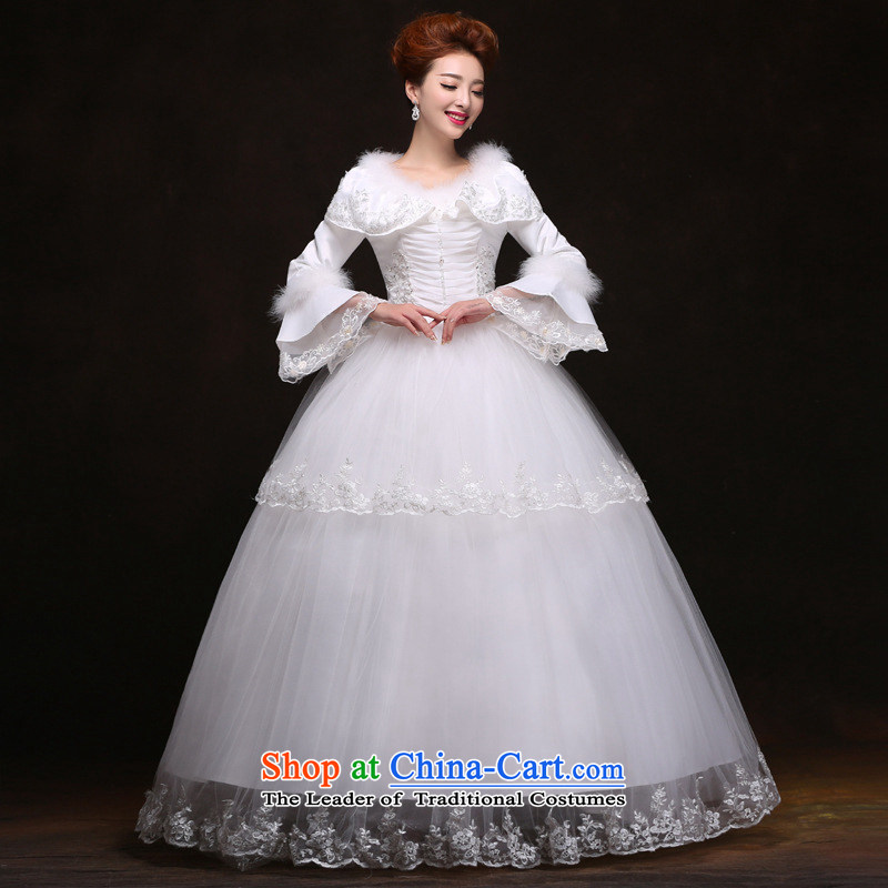 Naoji a new 2014 winter wedding dress the cotton waffle long-sleeved wedding yf6421 White XL, yet a , , , shopping on the Internet