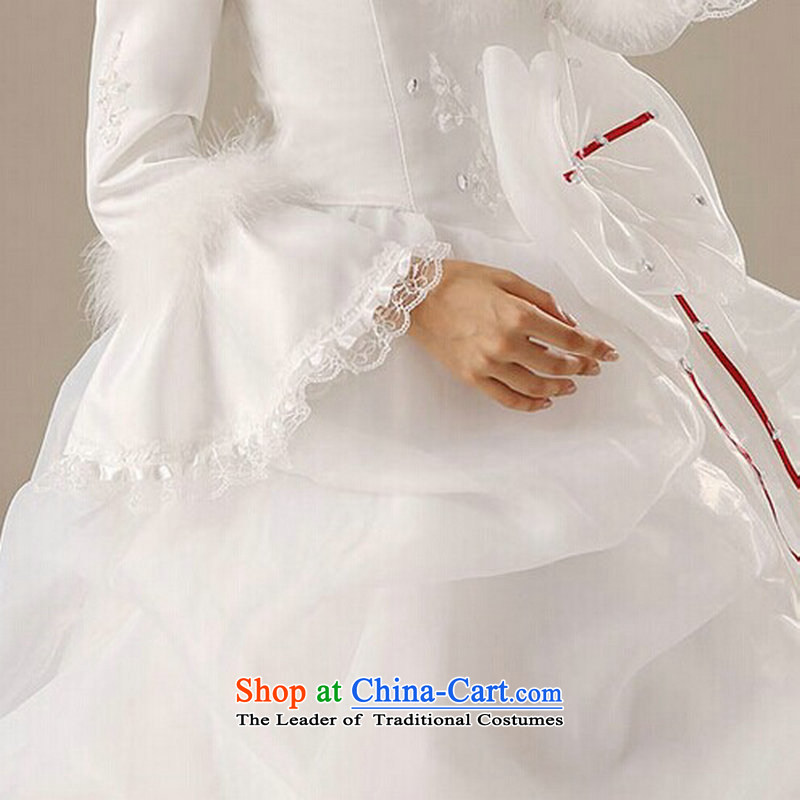There is also optimized 8D bride winter wedding gross for long-sleeved collar wedding plus cotton waffle qh1312 white colored silk is optimized, , , , shopping on the Internet