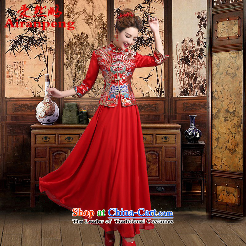 Love So Peng 2014 New Chinese wedding dress bride red long serving modern retro improvements bows qipao winter XXXL Sau San need to do not return
