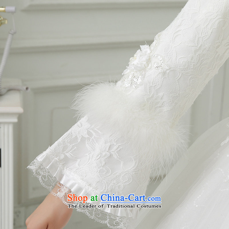Embroidered Bride of Winter clothing is by no means a new marriage won 2015 version of the word long-sleeved winter thick winter of base cotton wedding white L code 2 feet 1 Suzhou shipment, waist embroidered bride shopping on the Internet has been presse