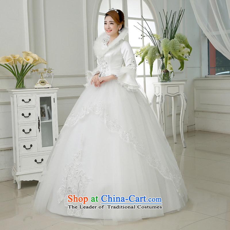 Embroidered is the new 2015 bride thick winter clothing marriage winter long-sleeved lace Sau San Wedding White XXL 2 ft 3 Suzhou shipment, waist embroidered bride shopping on the Internet has been pressed.