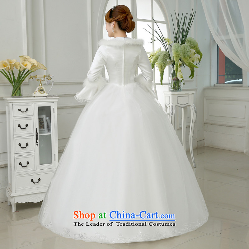 Embroidered is the new 2015 bride thick winter clothing marriage winter long-sleeved lace Sau San Wedding White XXL 2 ft 3 Suzhou shipment, waist embroidered bride shopping on the Internet has been pressed.