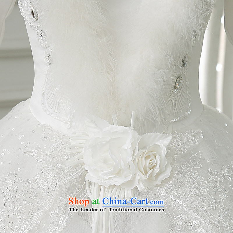 No new bride embroidered 2015 Marriage warm winter clothing thick collar gross winter clothing long-sleeved white wedding XL code 2 ft 2 Suzhou shipment, waist embroidered bride shopping on the Internet has been pressed.